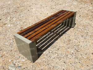 Banco concreto com pés em concreto e assento em madeira