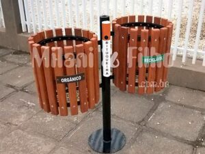 Lixeira Dupla Seletiva Natural com Bituqueira