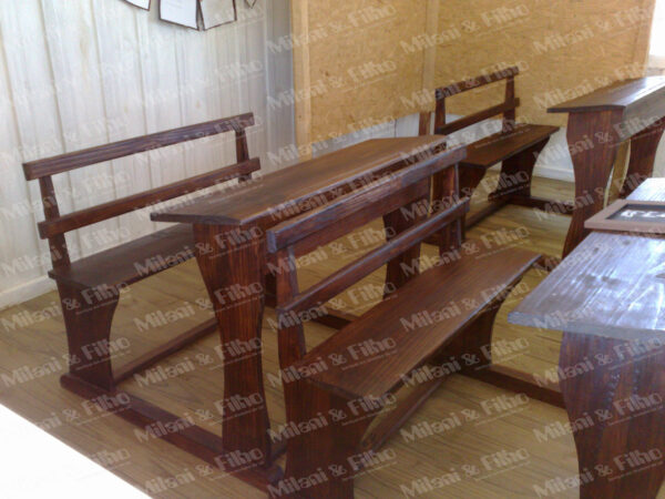 banco de madeira, banco com mesa acoplada