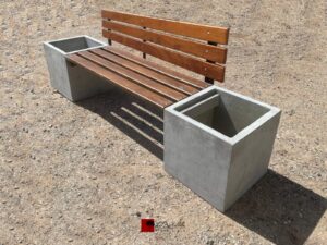 Banco Concreto Floreira Com Encosto